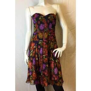 NEW MARIELLA BURANI women's strapless flared dress in black multi